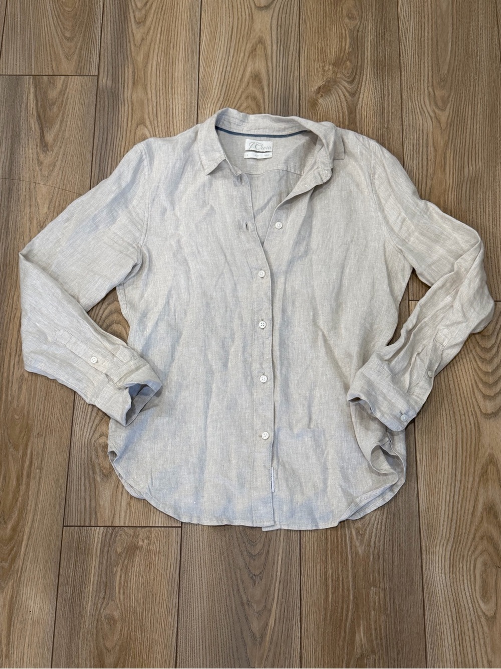 J Crew Tan Linen Button Down Shirt